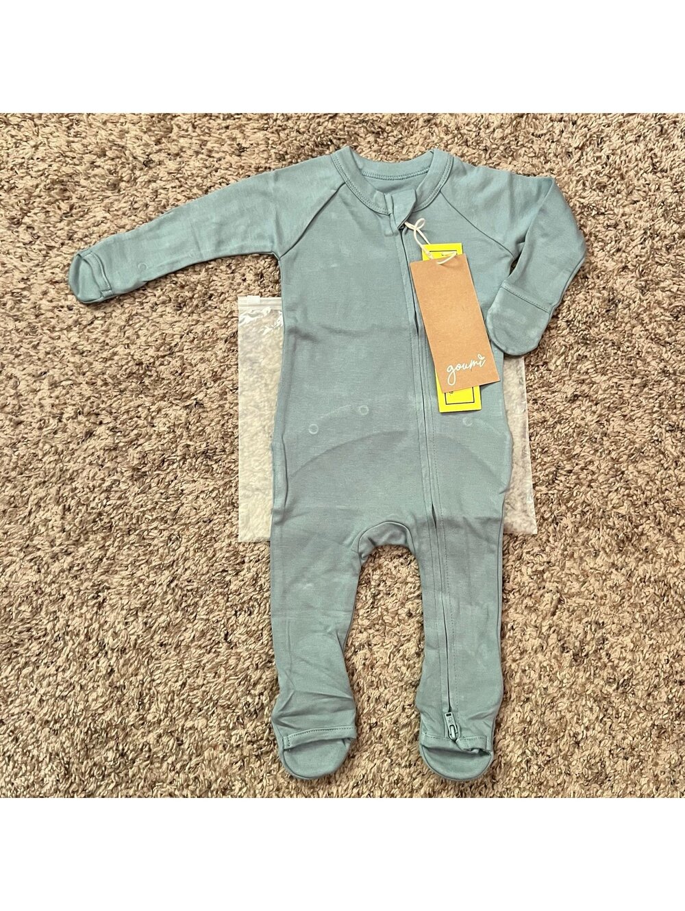NWT Goumi Kids Poolside Baby Footie SZ 3-6 mo Blue Bamboo Organic Cotton Zippy